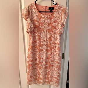 Pink and White Flutter Sleeve Ronnie Nicole Dress size 10